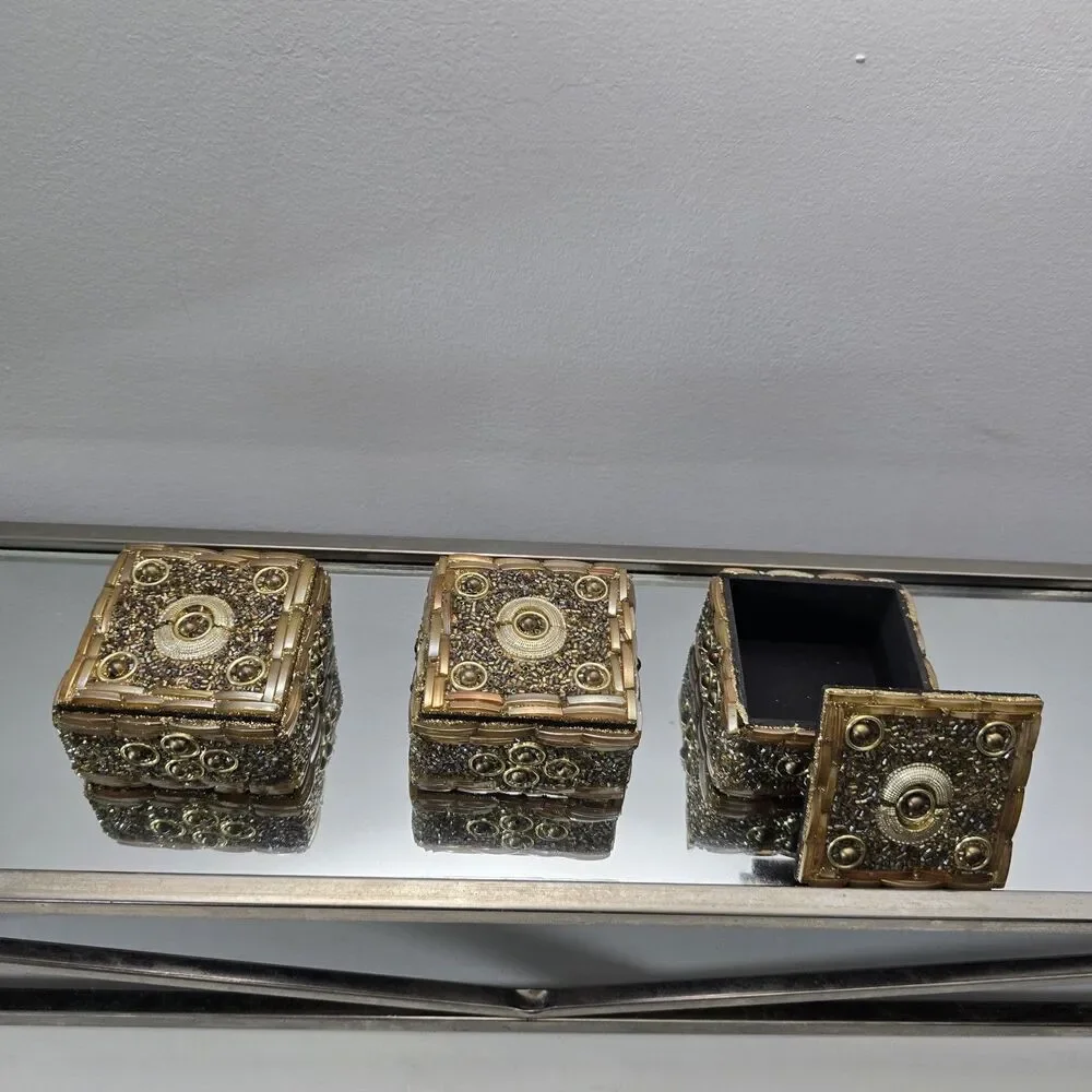 WOW Gem-Studded Trinket Boxes 3-Piece Decorative Set